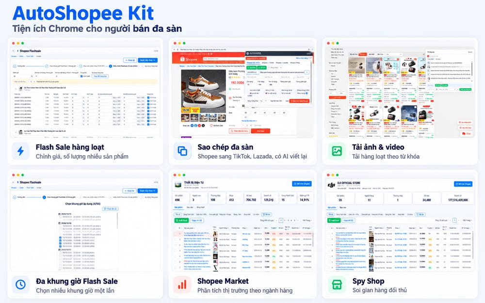 Tổng quan tính năng AutoShopee Kit – giao diện Extension