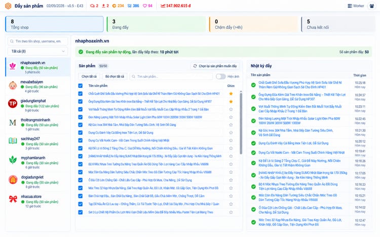 Đẩy sản phẩm Shopee – màn hình Shop Manager
